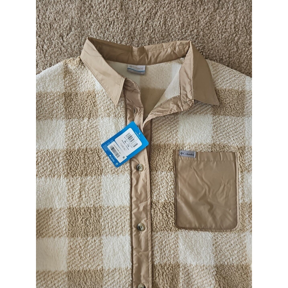 Columbia Women's West Bend Fuzzy Shirt Jacket Sand XL - Picture 3 of 4